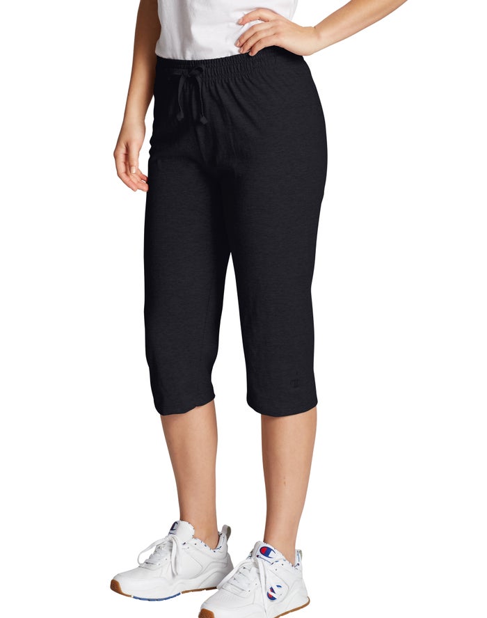 Champion Dame Bukser Sort - Classic Jersey Capris - Danmark EYK-938254